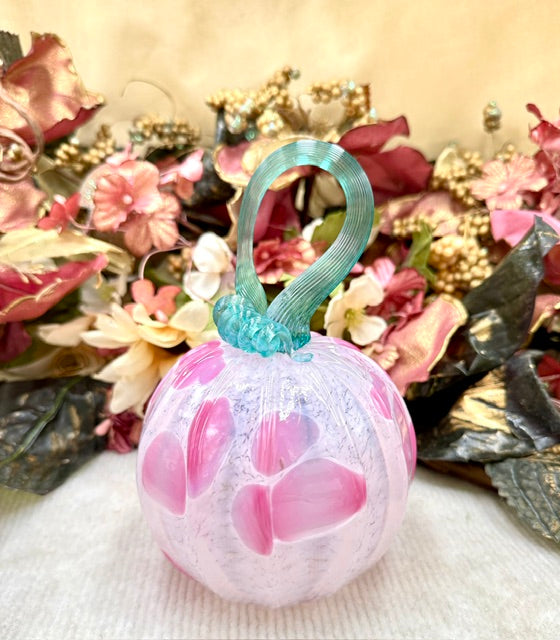 Kim Savoie Light Pink and Dark Pink Dot Pumpkin - Medium
