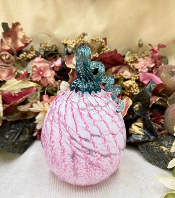 Hoogs and Crawford White and Rosy Pink Swirl Pumpkin - Medium
