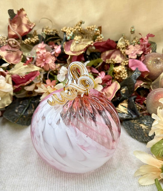 Hoogs and Crawford White and Pink Swirl Pumpkin - Large