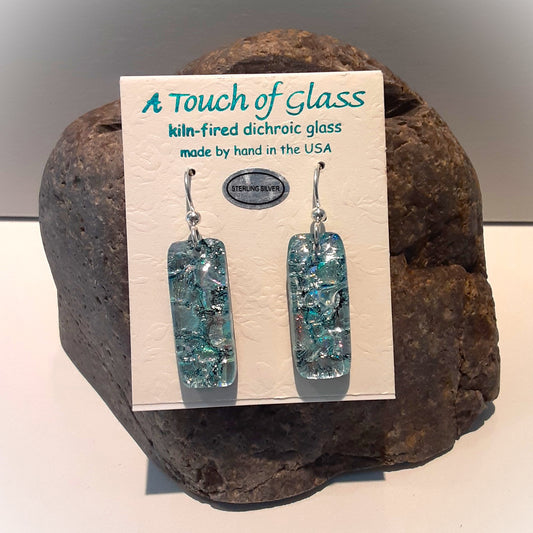 Long Mosaic Aqua Earrings