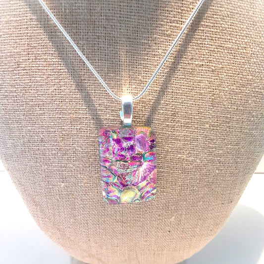 Large Rectangle Necklace Pink