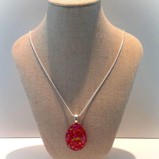 Oval Mosaic Necklace Red