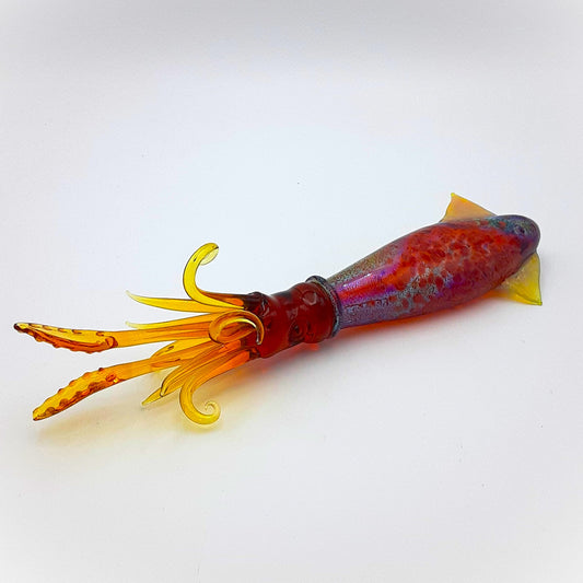 Handblown Glass Dichroic Squid by Jeremy Sinkus (Amber)