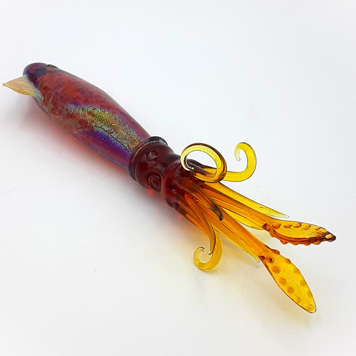 Handblown Glass Dichroic Squid by Jeremy Sinkus (Amber)