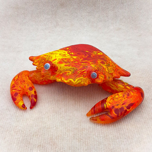 Handblown Glass Crab "Starry Fire" by Belleau