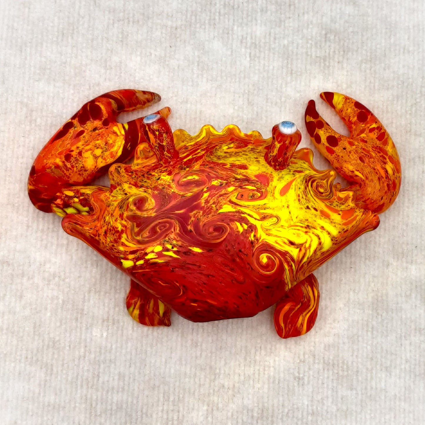 Handblown Glass Crab "Starry Fire" by Belleau