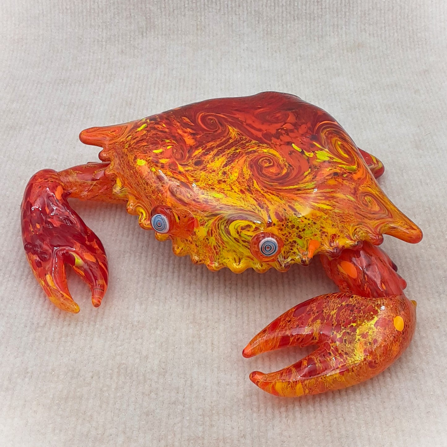 Handblown Glass Starry Fire Crab Glossy by Belleau