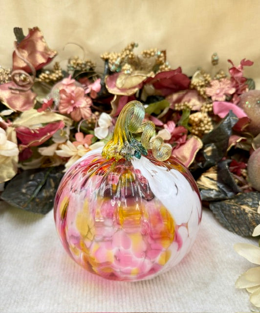 Hoogs and Crawford Multicolor Dark Pink and Yellow Dot Pumpkin - Medium