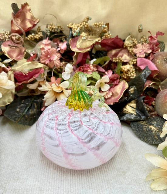 Hoogs and Crawford Light Pink and White Swirl Pumpkin - Medium
