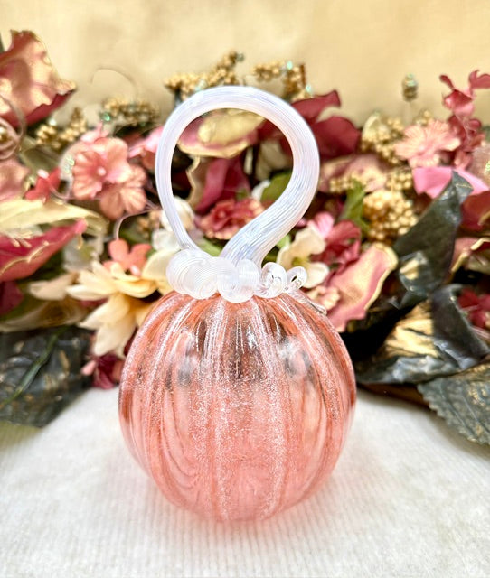 Kim Savoie Peachy Pink and White Frosted Pumpkin - Medium