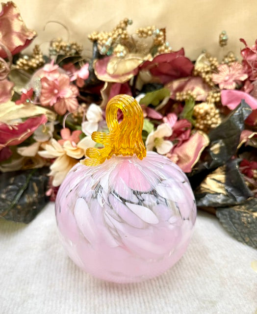 Hoogs and Crawford Light Pink and White Pumpkin - Medium