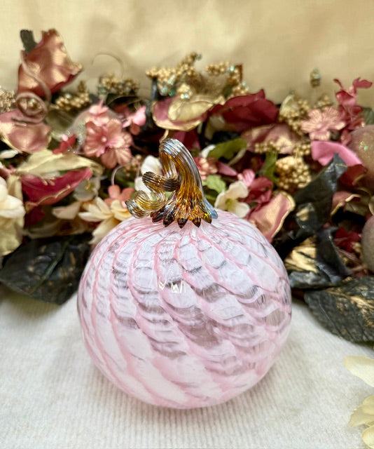 Hoogs and Crawford Light Pink and White Swirl Pumpkin - Large