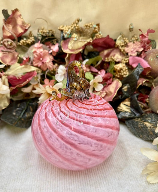 Hoogs and Crawford Light Pink and Dark Pink Swirl Pumpkin - Medium