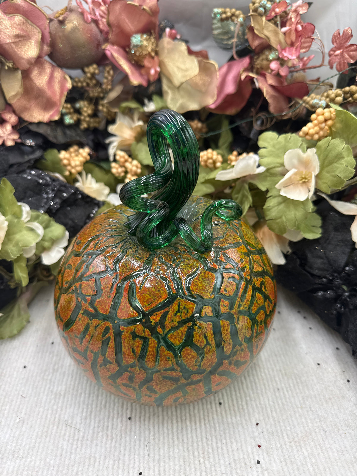 Belleau Orange and Green Crackle Pumpkin - XXL