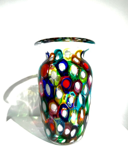 Fritz Glass Dot Vase - Multicolor and White
