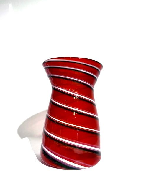 Fritz Glass Medium Vase - Red, White and Dark Green