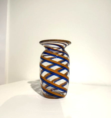 Fritz Glass Mini Vase - Clear, Orange, and Dark Blue
