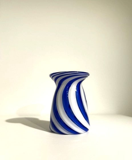 Fritz Glass Mini Vase - Cobalt Blue and White