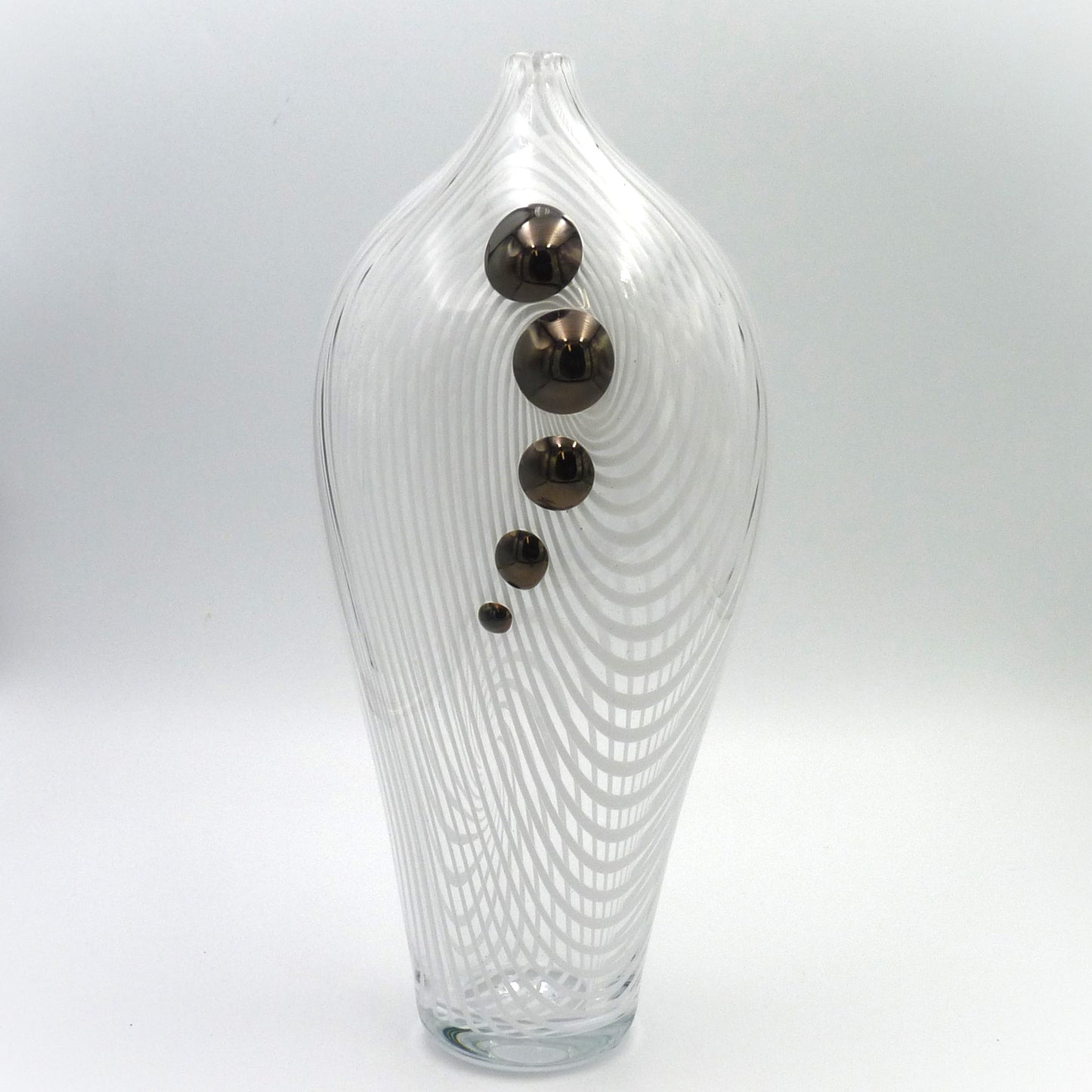 Handblown Glass Dotted Lat Vase Black on White by Will Mayer