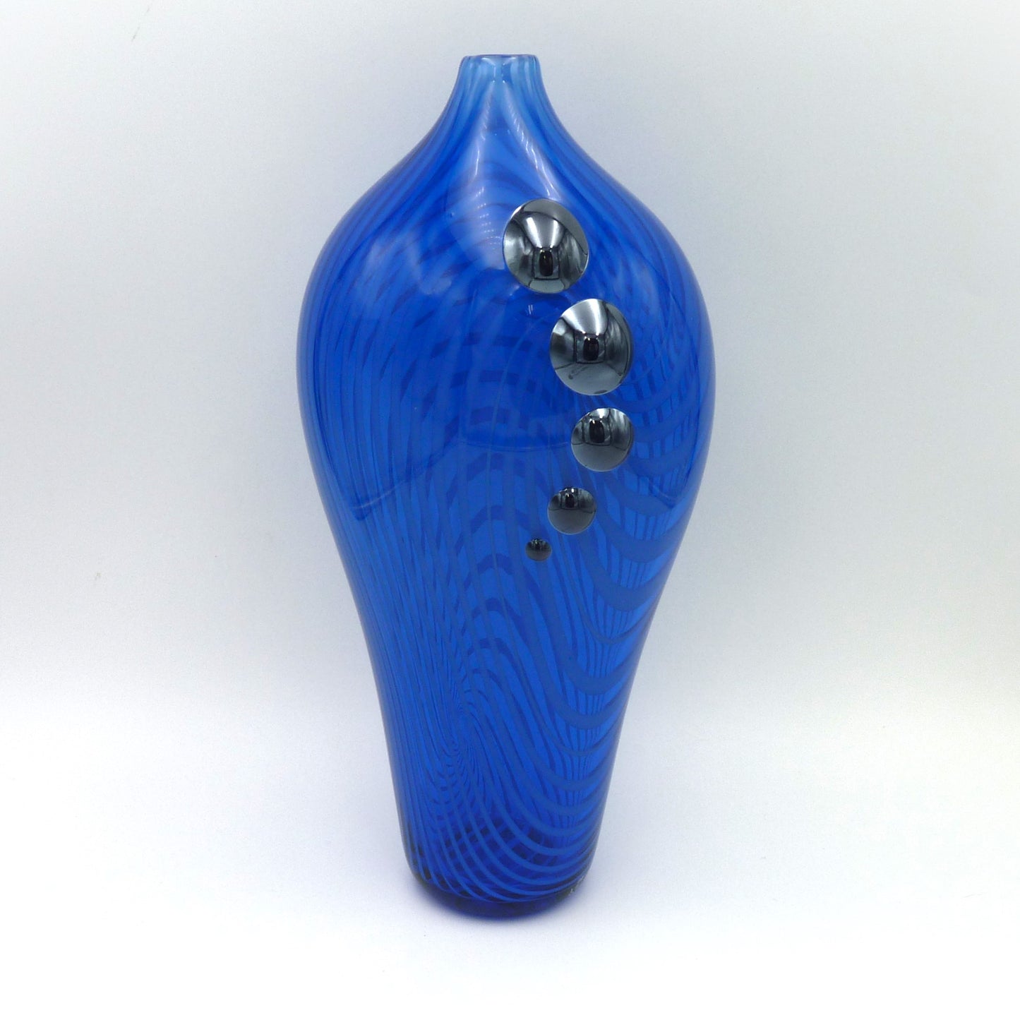 Handblown Glass Dotted Lat Vase Blue on Blue by Will Mayer