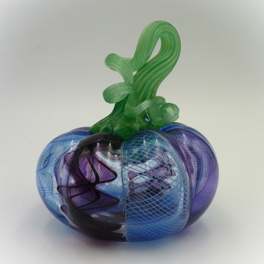 Cane Pumpkin Small Swirl Stem Purple/Blue
