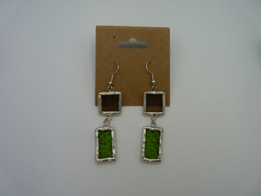 Padula Earrings Square/Rectangle Brown and Green