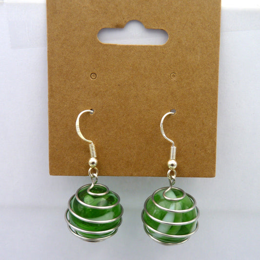 Marble Earrings Green Swirl