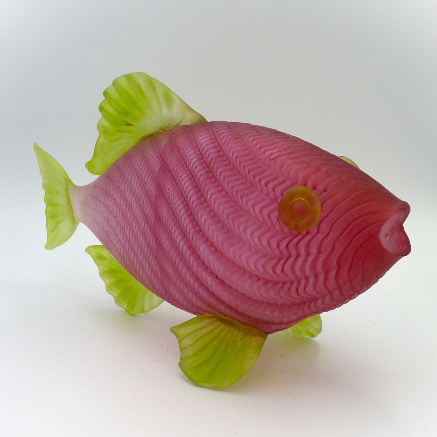 Hand Blown Large Glass Fish Ruby/Green by Belleau Art Glass