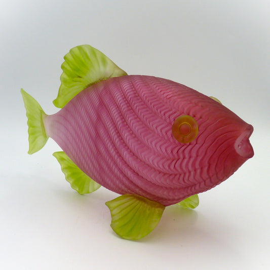 Hand Blown Large Glass Fish Ruby/Green by Belleau Art Glass