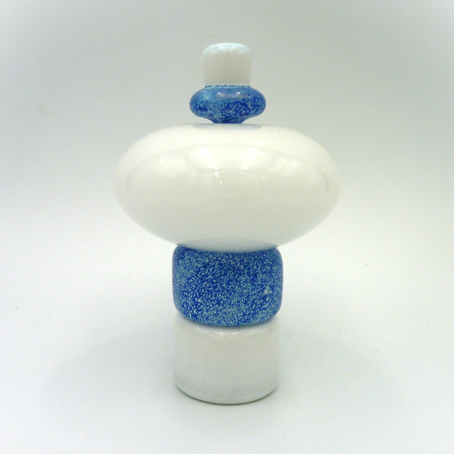 Handblown Glass White and Cobalt Henley Perfume Bottle by Ed Branson