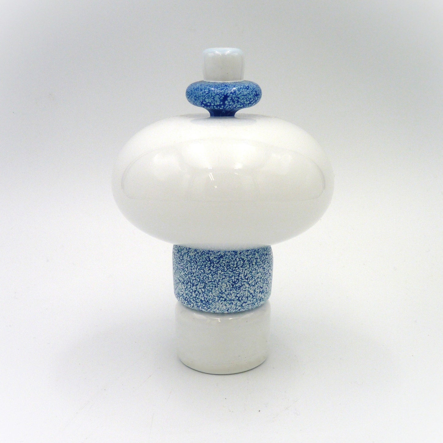 Handblown Glass White and Cobalt Henley Perfume Bottle by Ed Branson