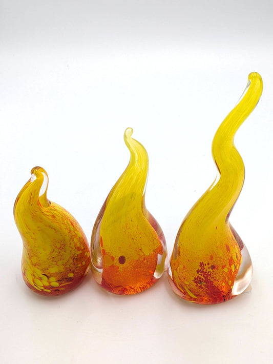 Handblown Glass Flame Paperweight by Belleau Art Glass
