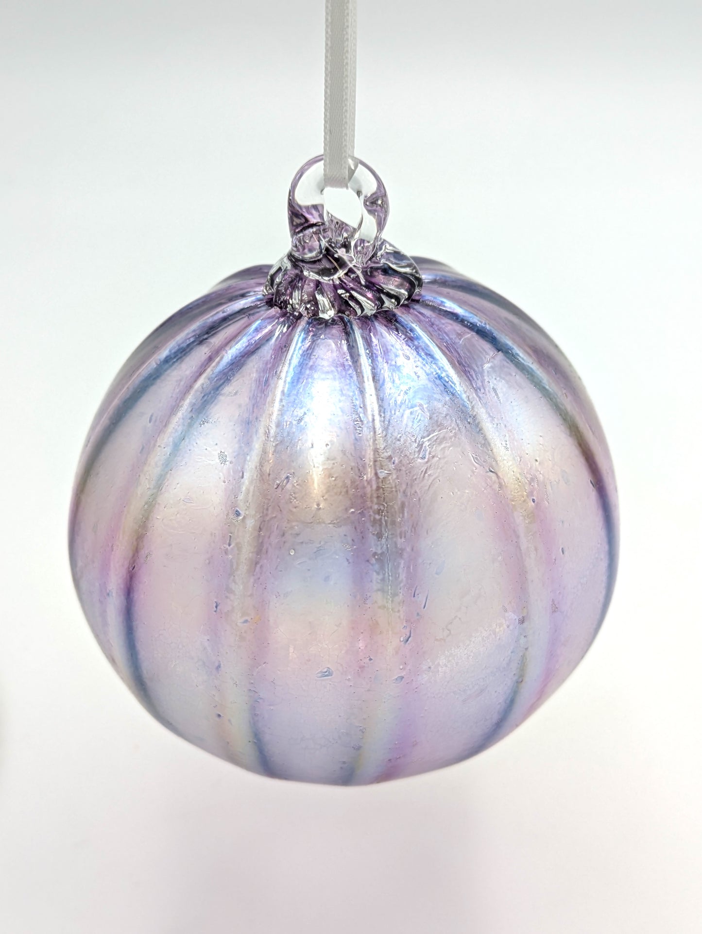 Handblown Ribbed Glass Ornament by Belleau