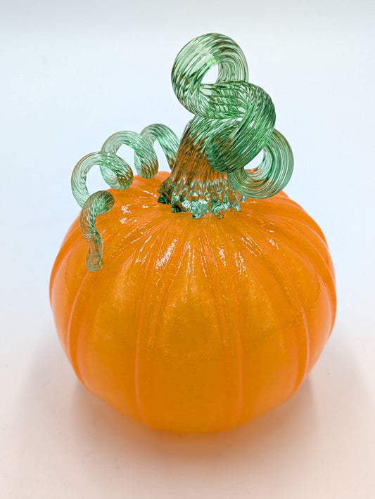 Handmade Glass Pumpkin Cloudy Orange Small by Belleau