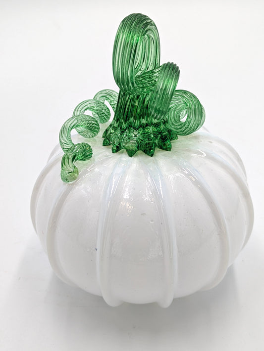 Handmade Glass Pumpkin White Small by Belleau