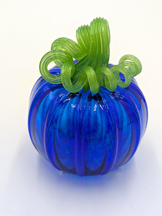 Handmade Glass Pumpkin Royal Blue Mini by Belleau