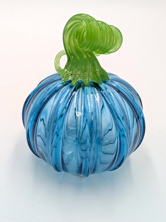 Handmade Glass Pumpkin Light Blue Mini by Belleau