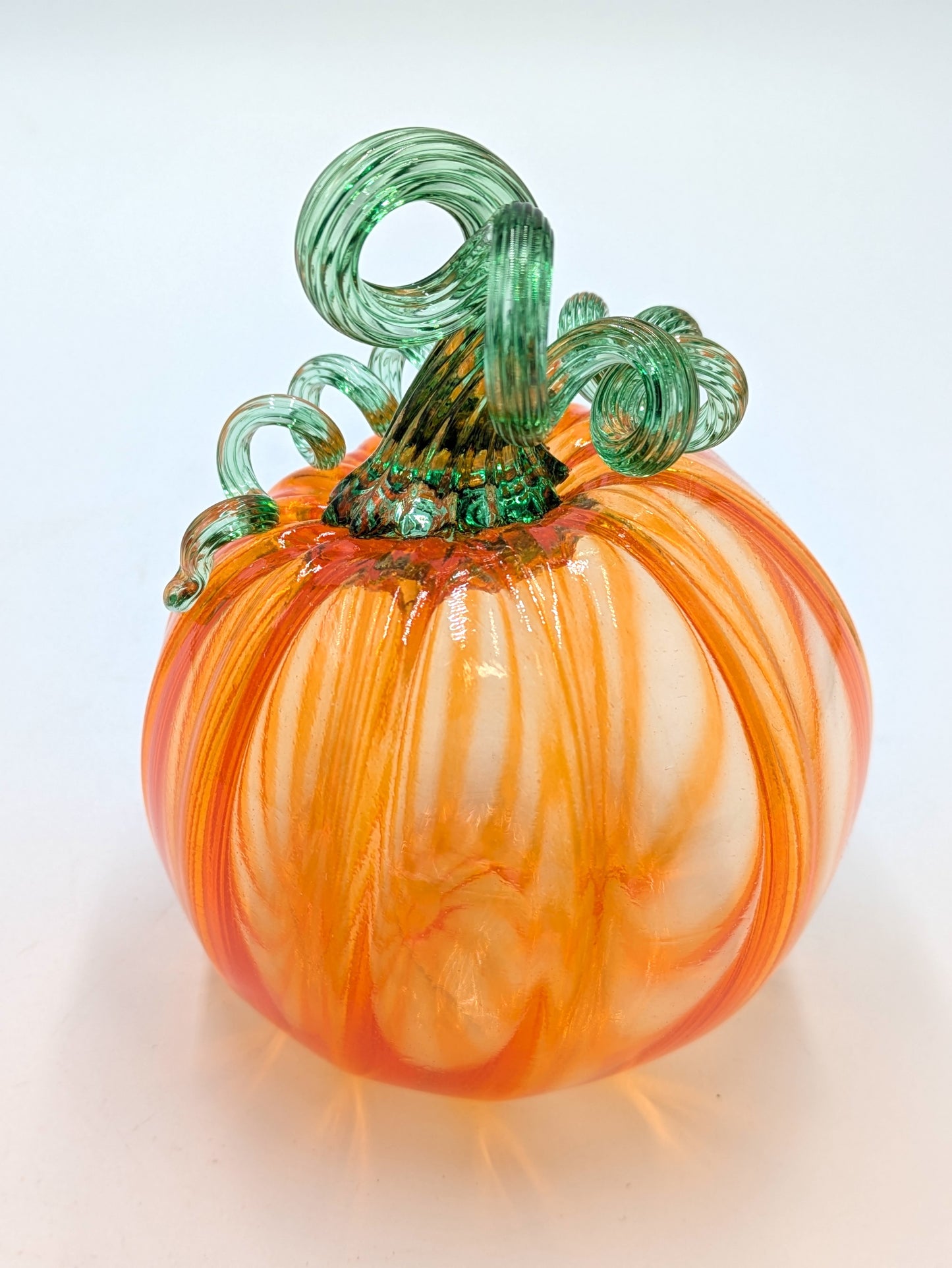 Handmade Glass Pumpkin Clear Orange Mini by Belleau