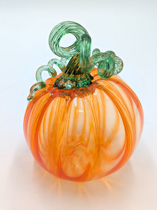 Handmade Glass Pumpkin Clear Orange Mini by Belleau