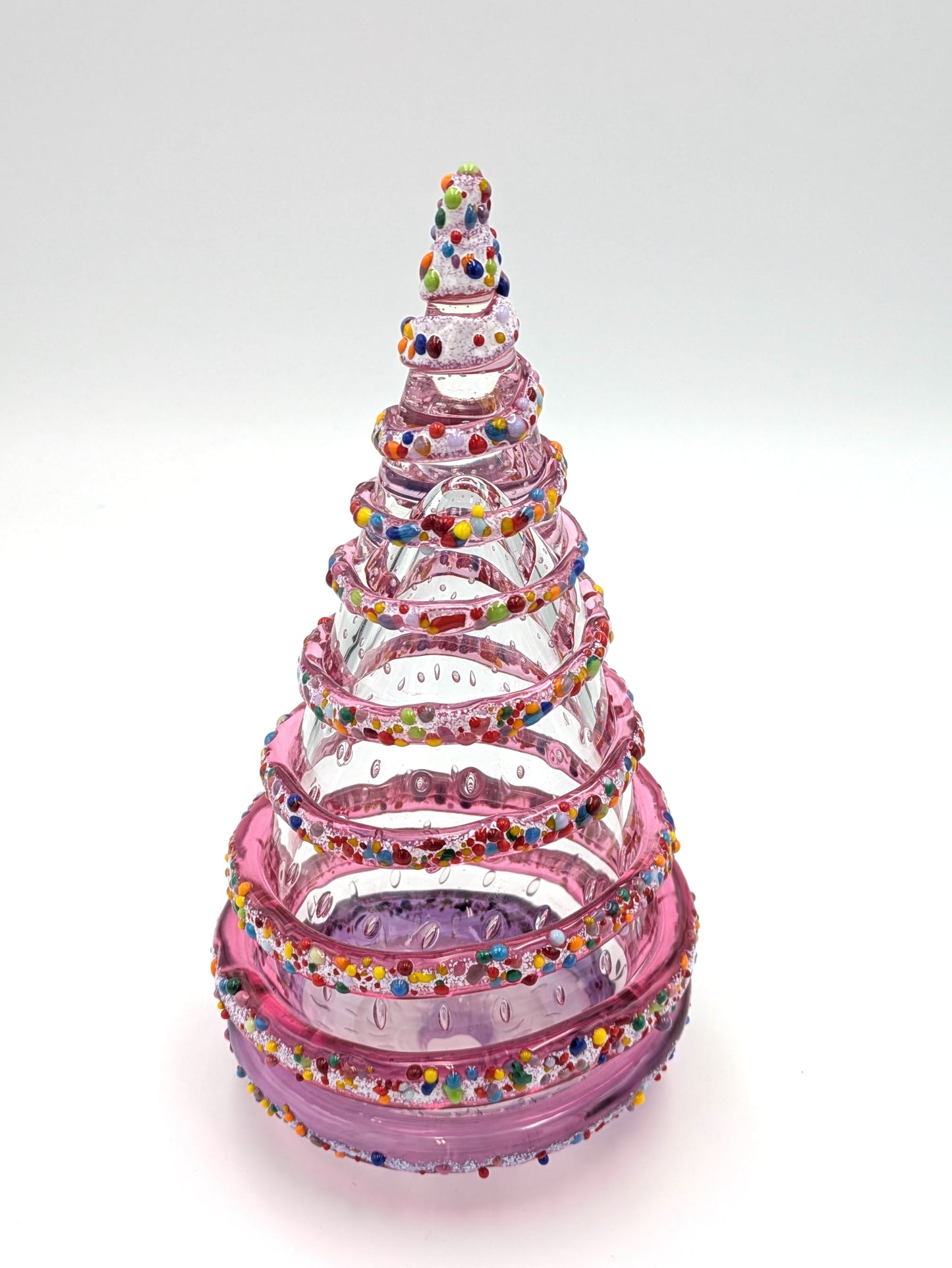 Handblown Glass Christmas Tree 9" tall by Belleau Art Glass