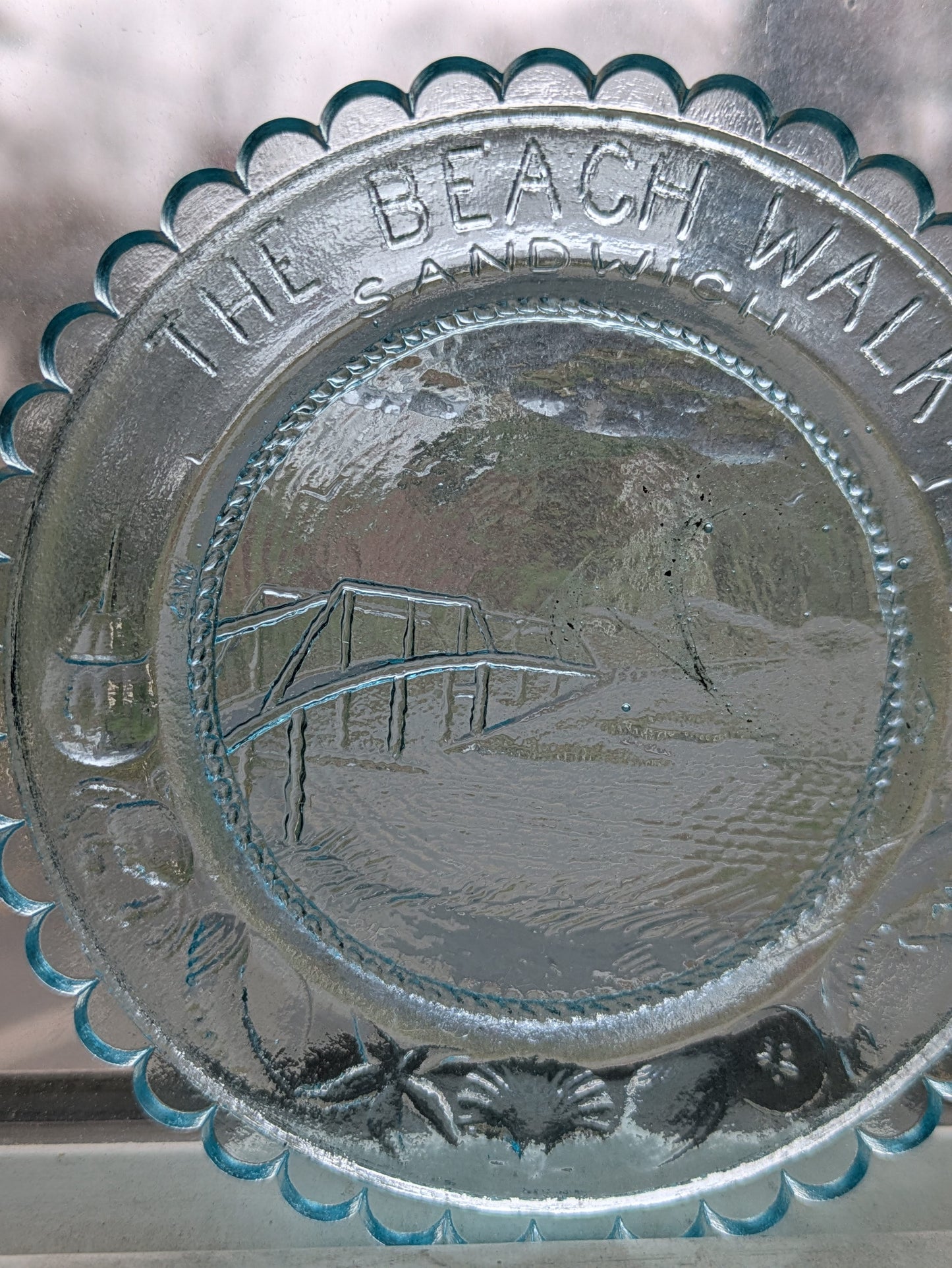 Hand Pressed Glass Cup Plate "The Beach Walk Sandwich"