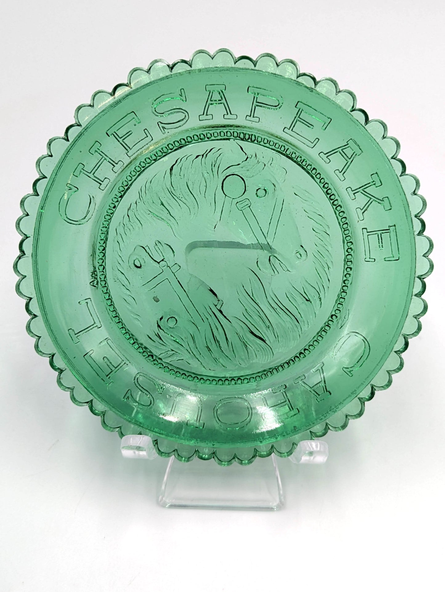 Hand Pressed Glass Cup Plate "Chesapeake Carousel"