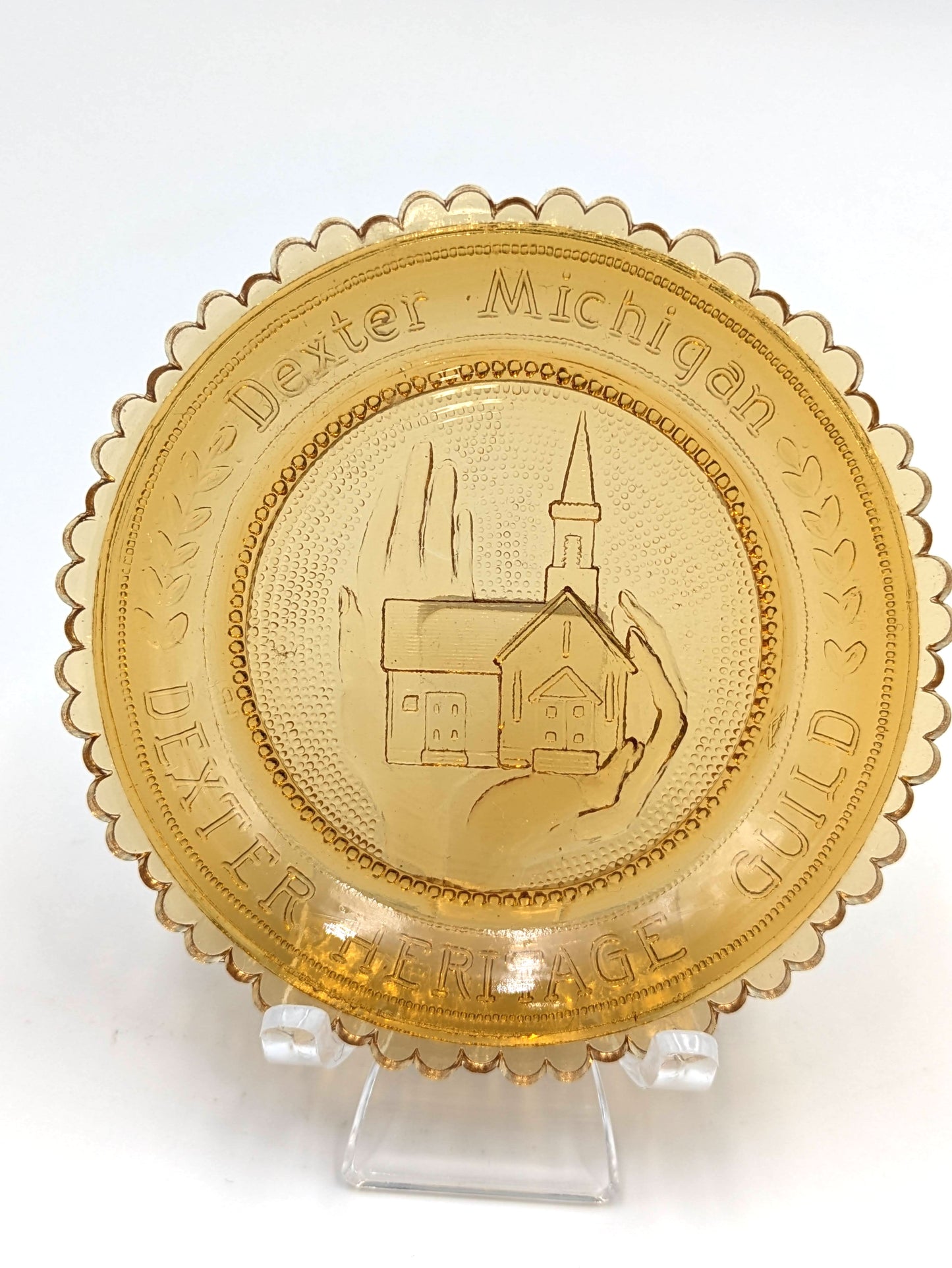 Hand Pressed Glass Cup Plate "Dexter Michigan"