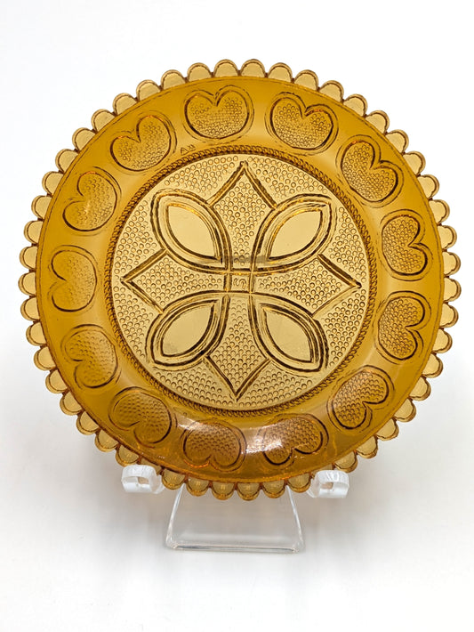 Hand Pressed Glass Cup Plate "Diamond Heart"