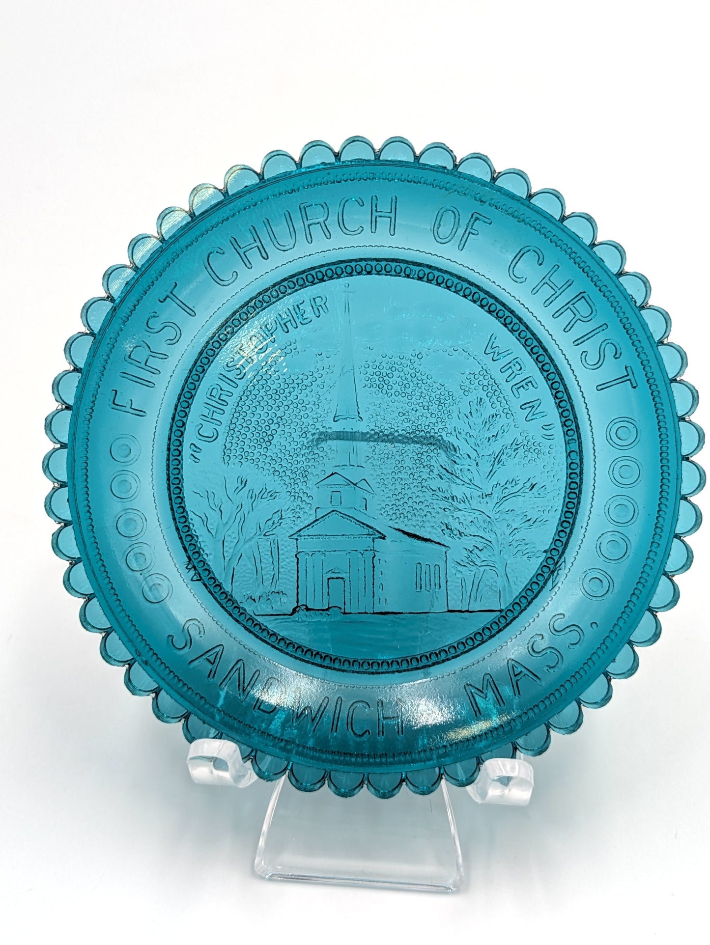 Hand Pressed Glass Cup Plate "First Church of Christ Sandwich"