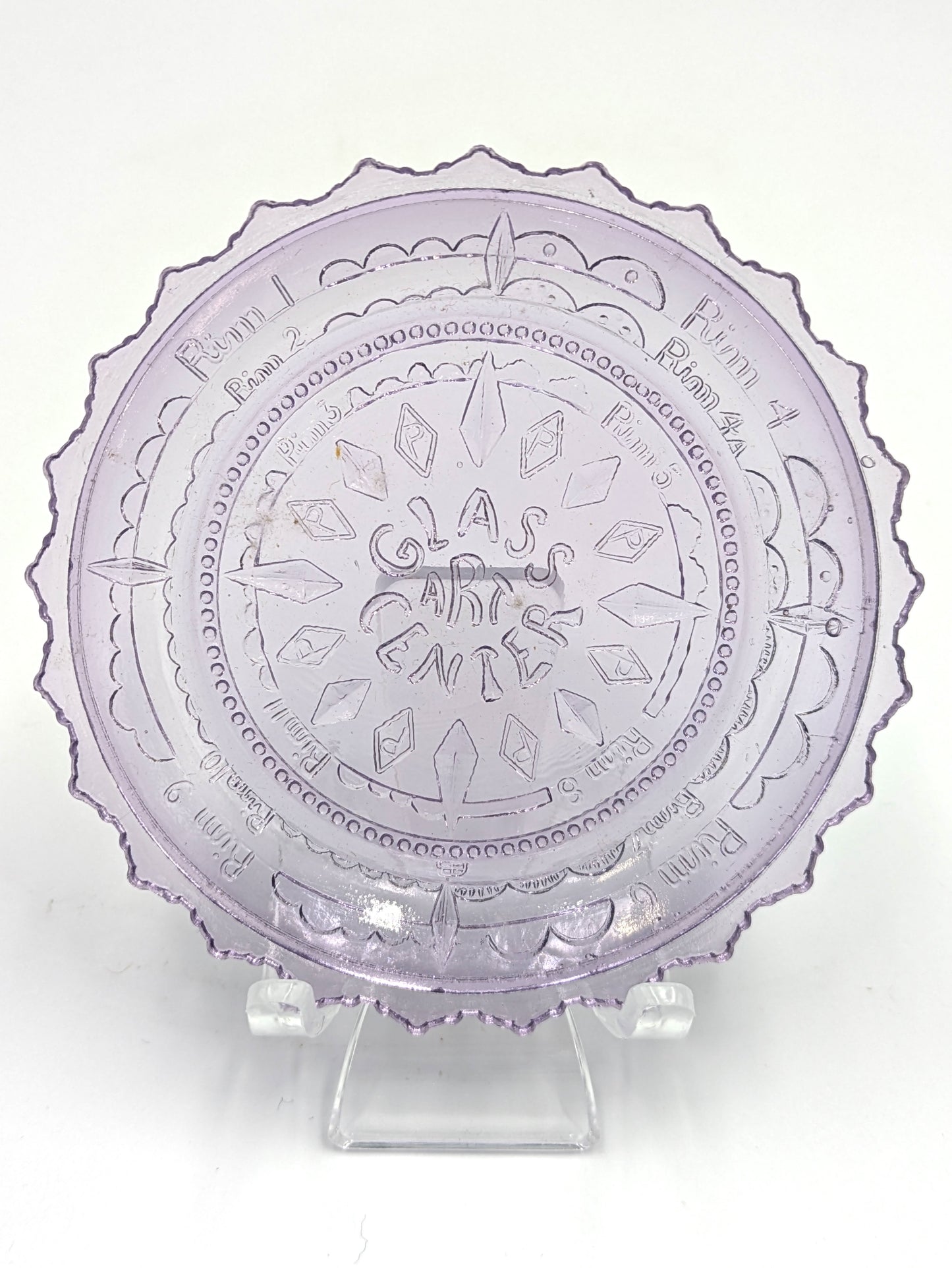 Hand Pressed Glass Cup Plate "Glass Art Center"