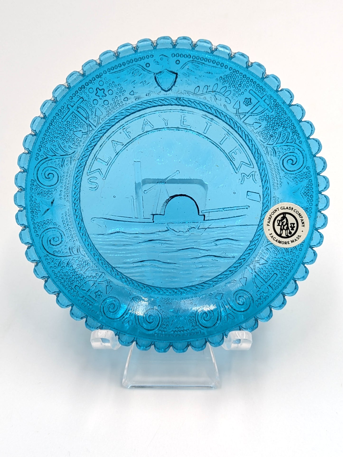 Hand Pressed Glass Cup Plate "Lafayette SM"