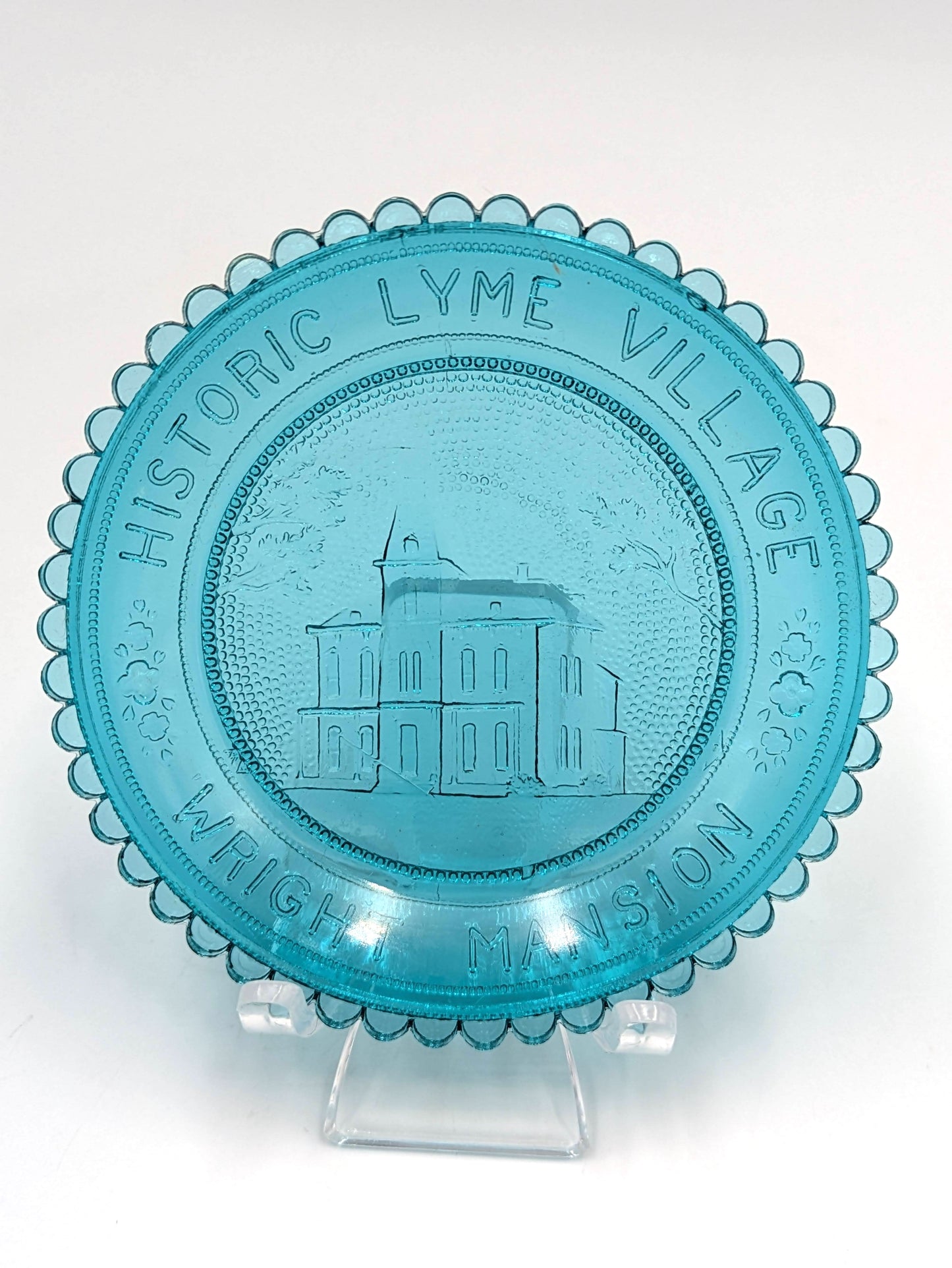 Hand Pressed Glass Cup Plate "Historic Lyme Village"