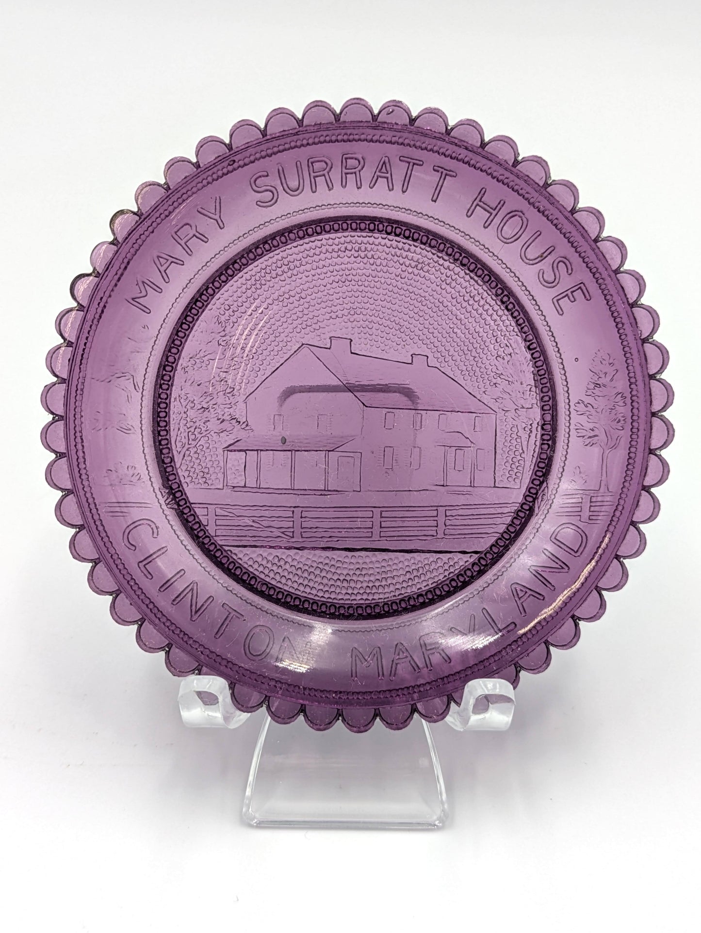Hand Pressed Glass Cup Plate "Mary Surratt House"