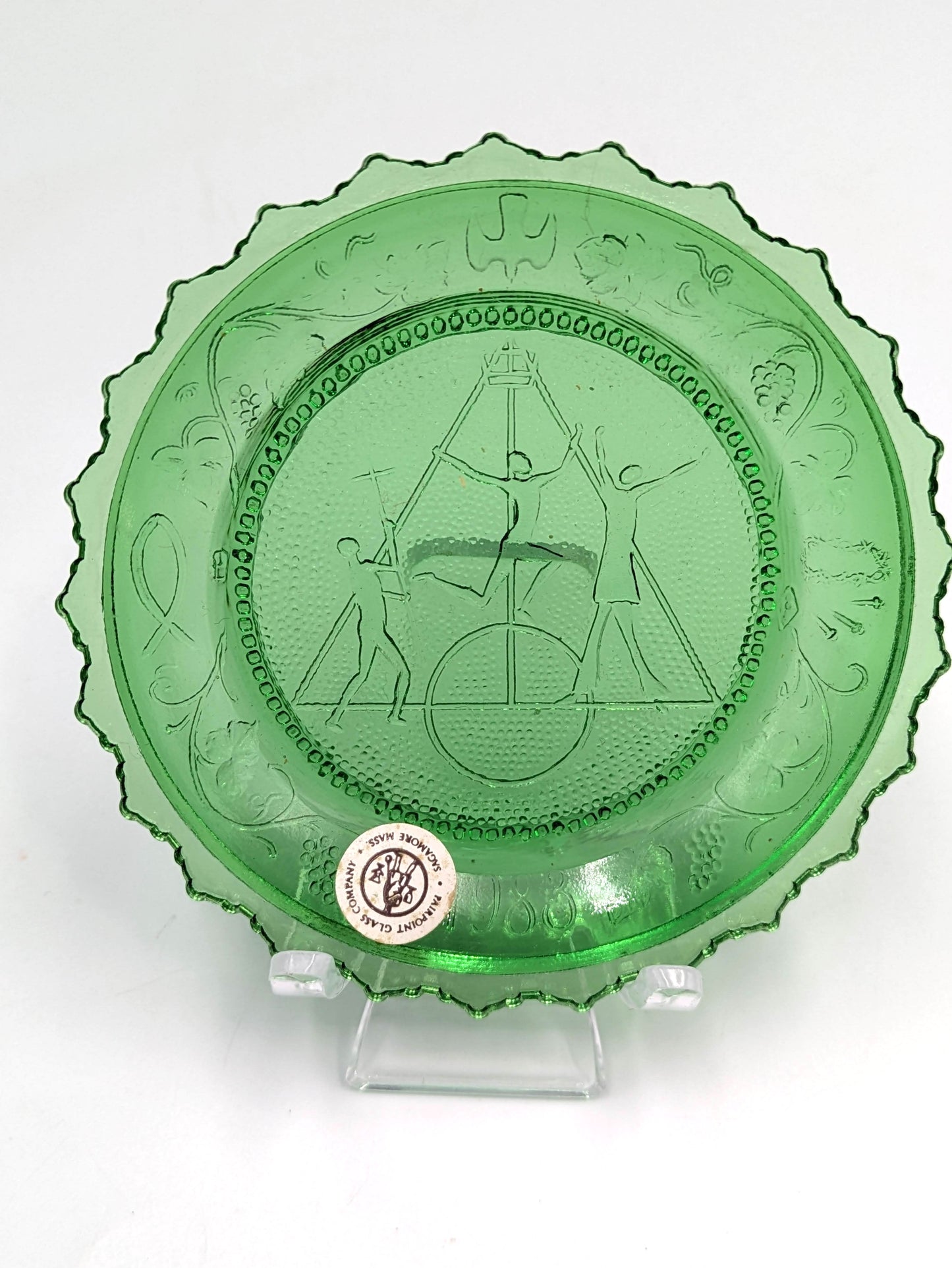 Hand Pressed Glass Cup Plate "United Church Norwell 1983"